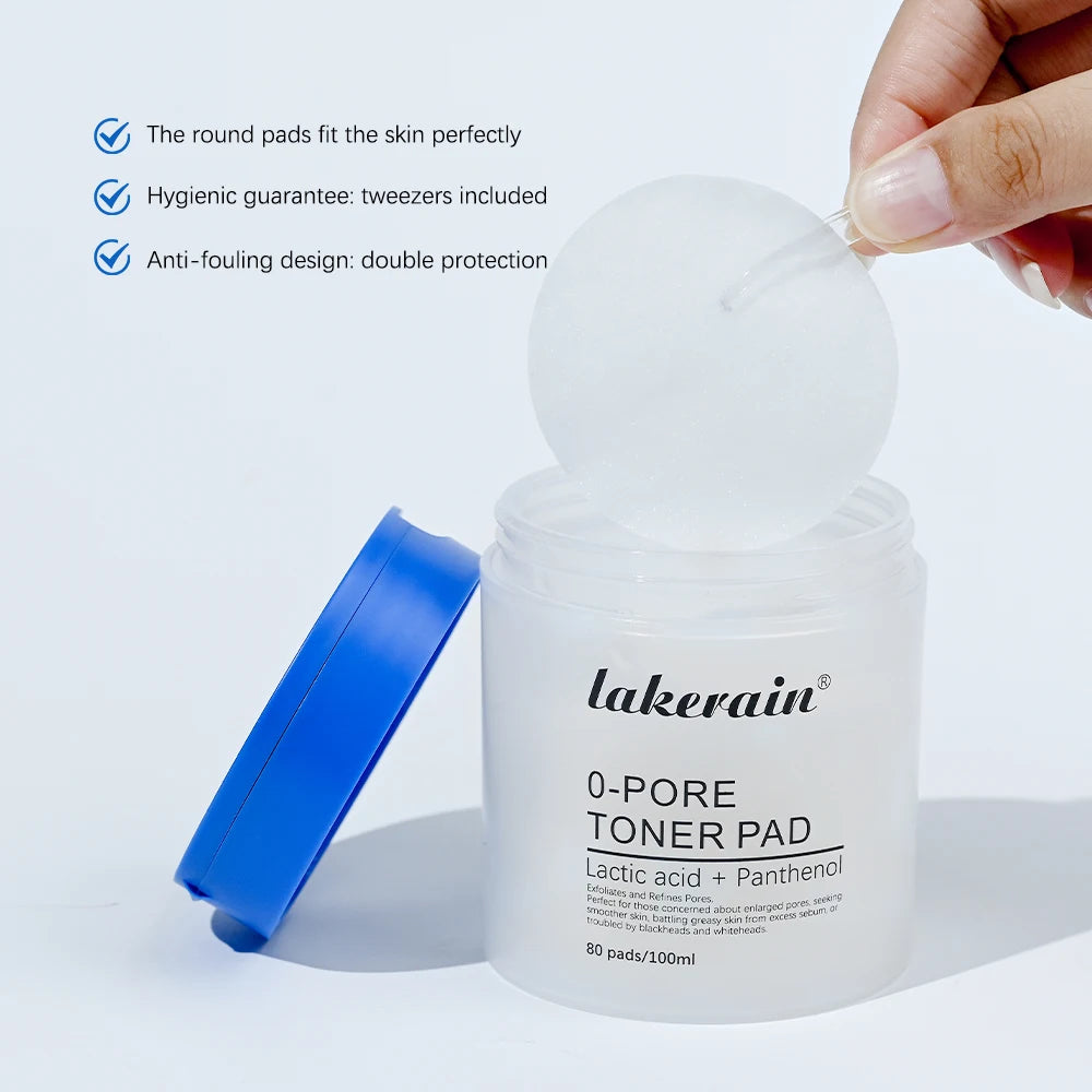 4.5% AHA Lactic Acid & 0.45% BHA 0-Pore Toner Pad Salicylic Acid Dual-Textured Facial Toner Pads for Exfoliation and Pore Care