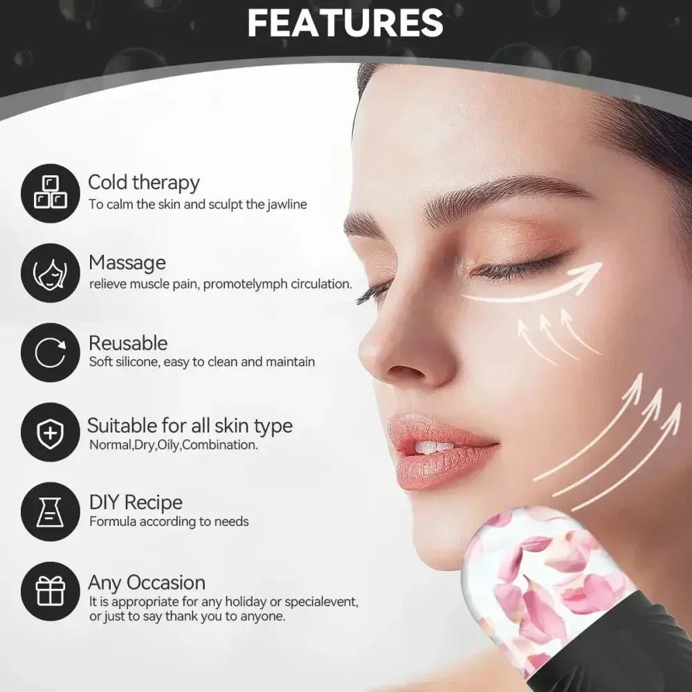 Ice Roller for Face & Eye Face Massage Silicone Ice Mold for Face Beauty Puffiness Relief Facial Massager Skin Care Tools