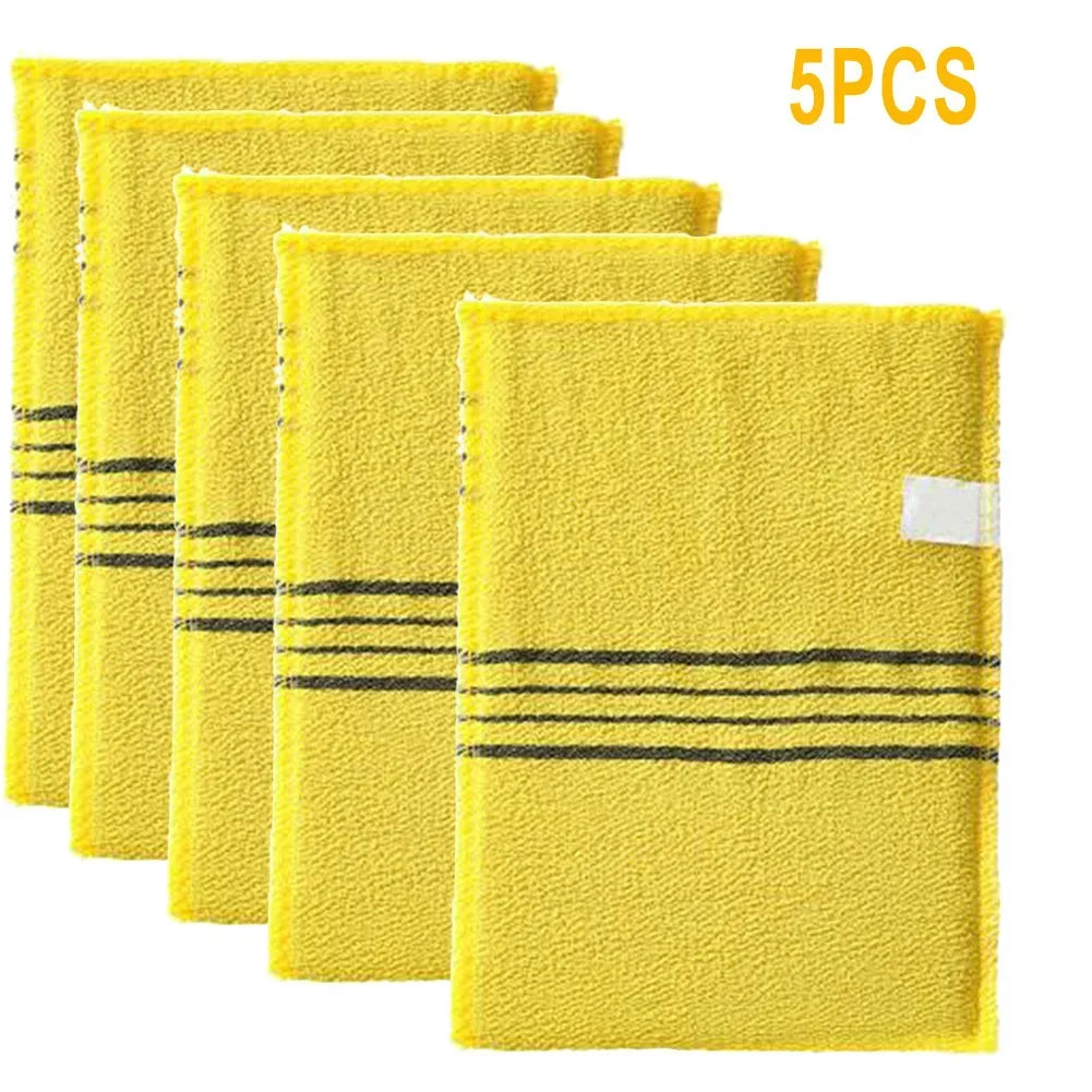 5Pcs Korean Italy Asian Exfoliating Bath Washcloth Body Scrub Shower Soft Towel Coarse Sand Sauna Bath Towel Bathrooms