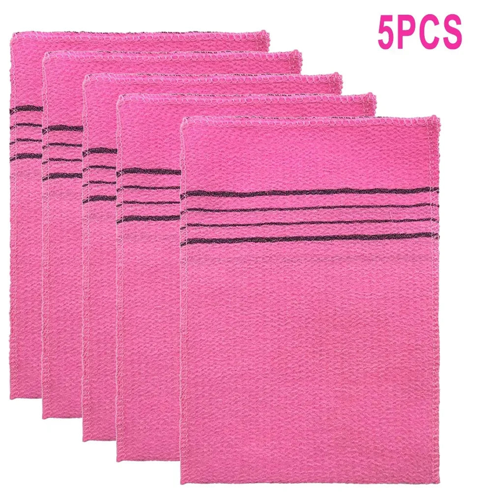 5Pcs Korean Italy Asian Exfoliating Bath Washcloth Body Scrub Shower Soft Towel Coarse Sand Sauna Bath Towel Bathrooms