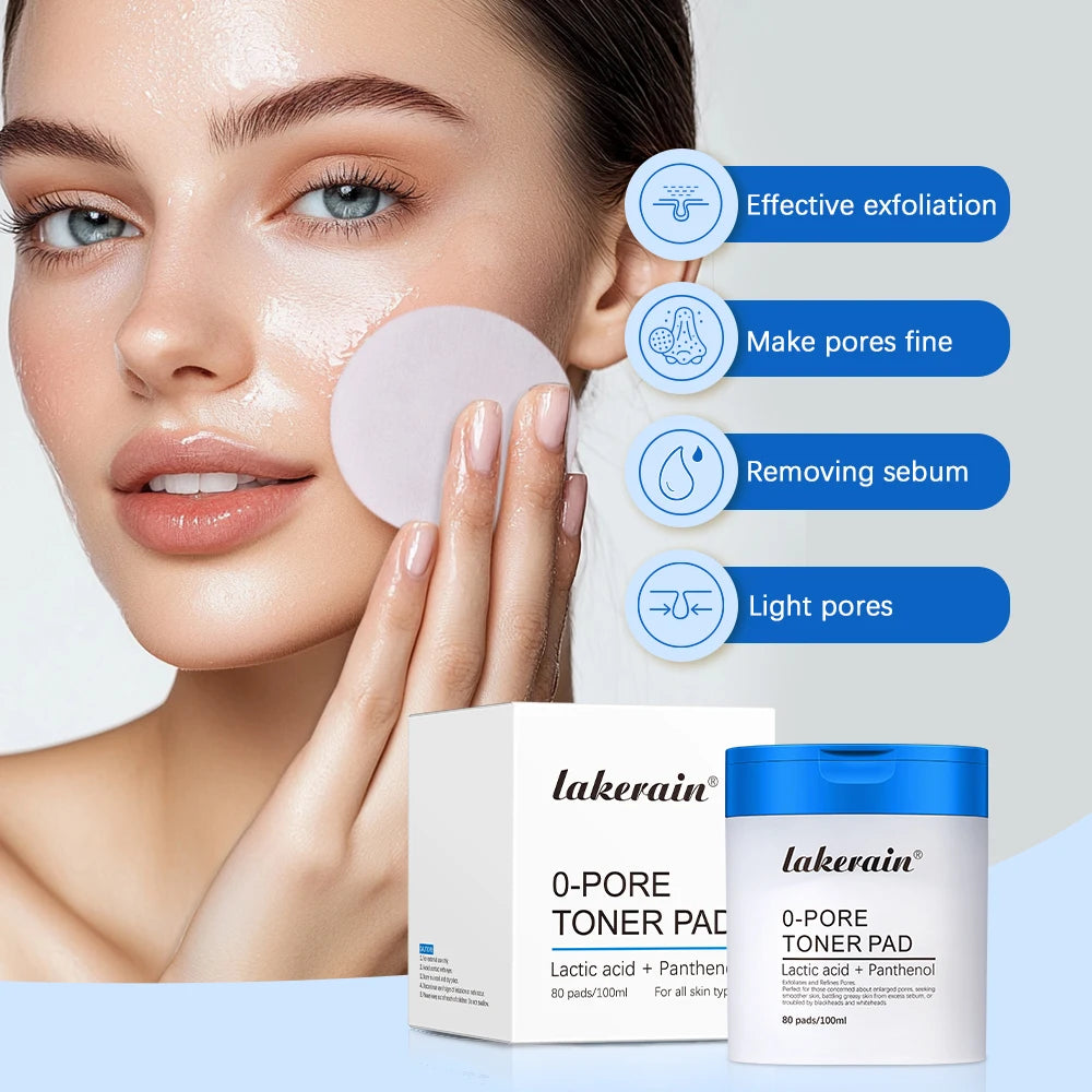 4.5% AHA Lactic Acid & 0.45% BHA 0-Pore Toner Pad Salicylic Acid Dual-Textured Facial Toner Pads for Exfoliation and Pore Care