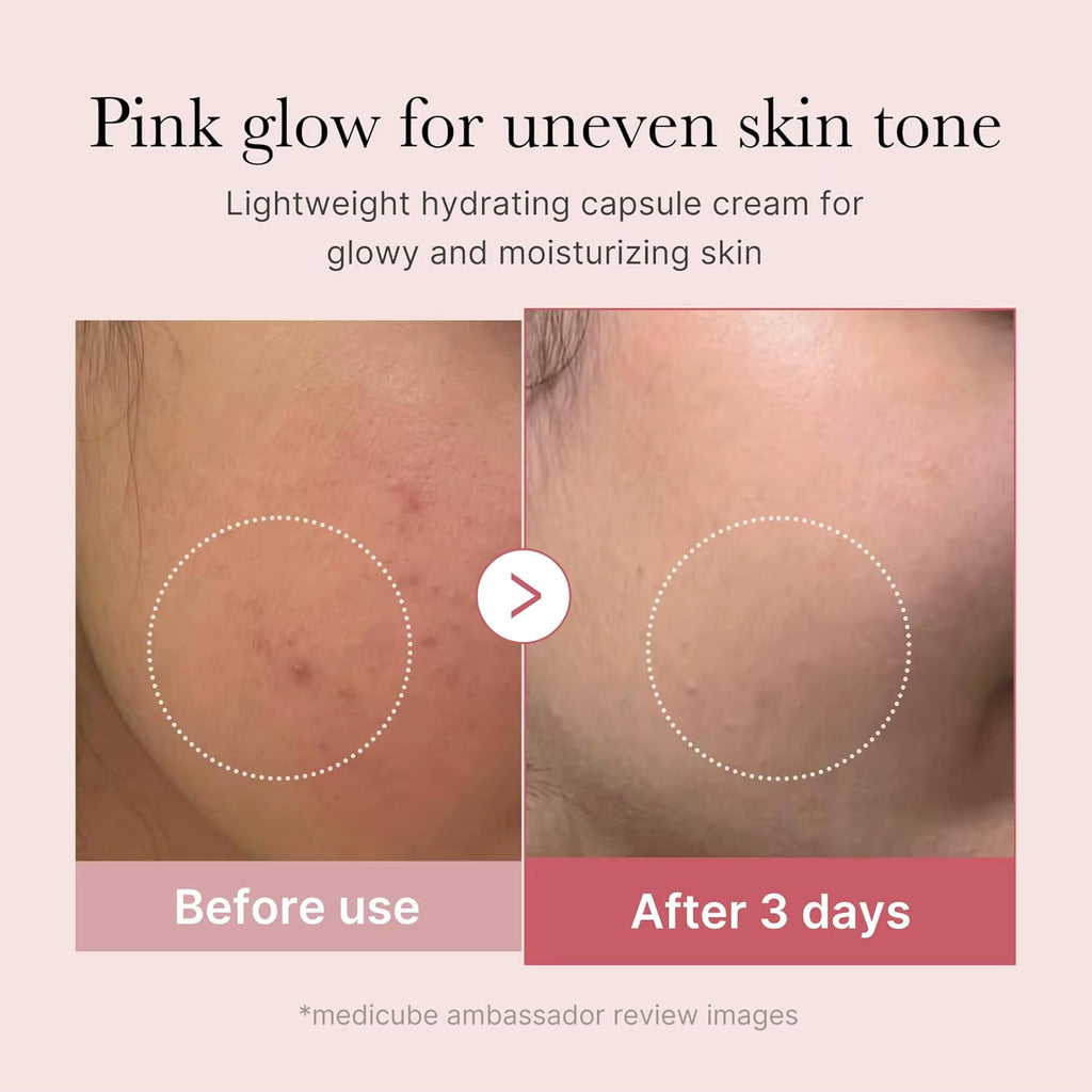 Medicube Pink Collagen Capsule Cream Face Lightweight Moisturizing Cream for Uneven Skin Tone Glow Hydration Korean Skin Care
