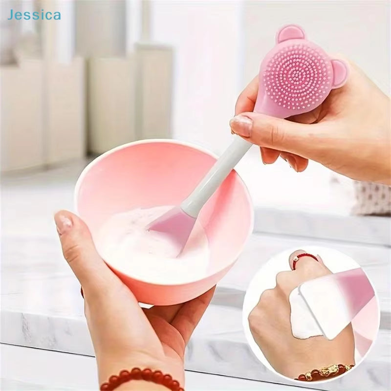 ♥Pink Skincare Grooming Kit | Wash Bag Set with Headband, Scrunchies, Facial Brush & Sponge