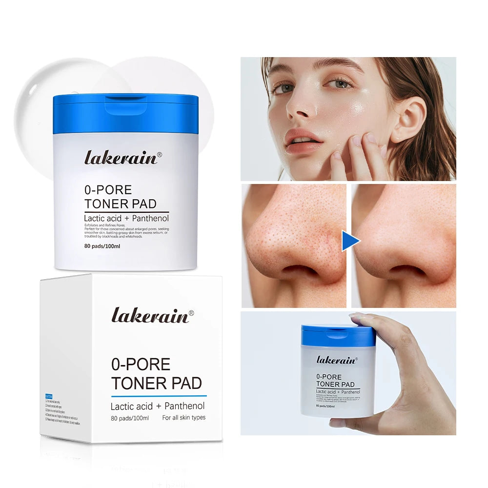 4.5% AHA Lactic Acid & 0.45% BHA 0-Pore Toner Pad Salicylic Acid Dual-Textured Facial Toner Pads for Exfoliation and Pore Care